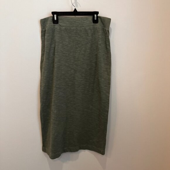 Lou & Grey Women's Marled Midi Skirt Size Large Green Pull On Side Slits NWT - Picture 2 of 9